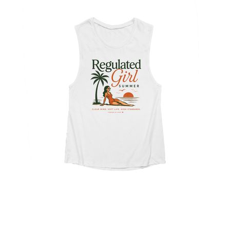 Regulated Girl Summer Supporting TBI Recovery, a White Women's Muscle Tank