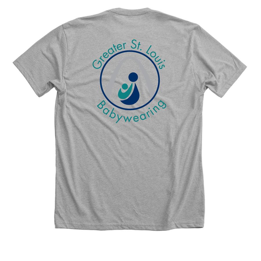 STL Babywearing Merch!, a Athletic Heather Premium Unisex Tee (back-view)