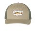 Fish of Montana - Cutthroat, a Pale Khaki/ Loden Green Printed Five-Panel Trucker Cap