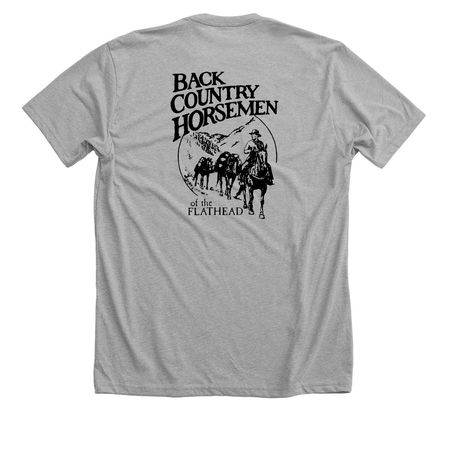 Back Country Horsemen of the Flathead, a Athletic Heather Premium Unisex Tee (back-view)