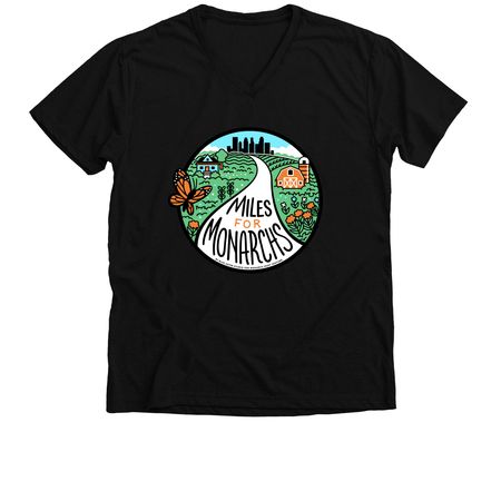 Miles for Monarchs, a Solid Black Blend Premium V-Neck Tee