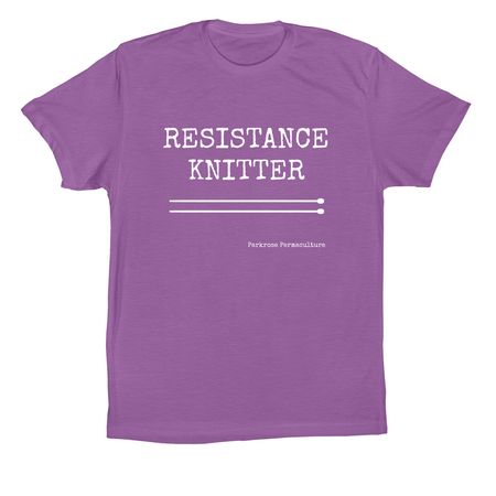 Resistance Knitter, a Royal Purple Premium Cotton Tee