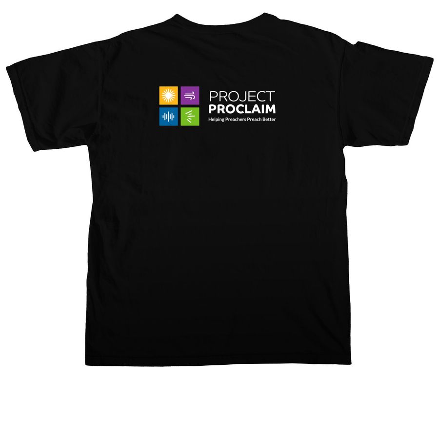 PREACH, a Black Comfort Colors Unisex Tee (back-view)