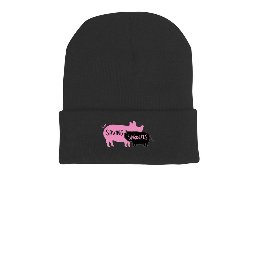 Saving Snouts Winter Hat, a Black Printed Cuffed Beanie