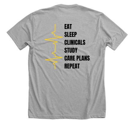 Eat Sleep Nursing School - Black Text, a Athletic Heather Premium Unisex Tee (back-view)