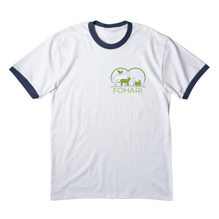 FOHARI, a White/ Navy Cotton Ringer Tee