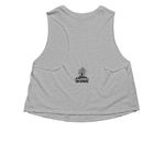 ...until the very last aloha ??ina, a Athletic Heather Women's Cropped Racerback Tank (back-view)
