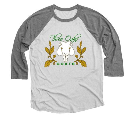 three oaks design 2, a Premium Heather and Heather White 3/4 Sleeve Baseball Tee