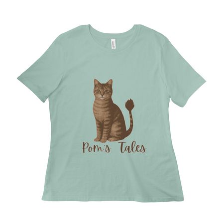 Pom's Tales, a Dusty Blue Women?s Relaxed Cotton Tee