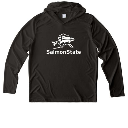 SalmonState & Ban Bottom Trawl, a Black UV Performance Long Sleeve Hoodie