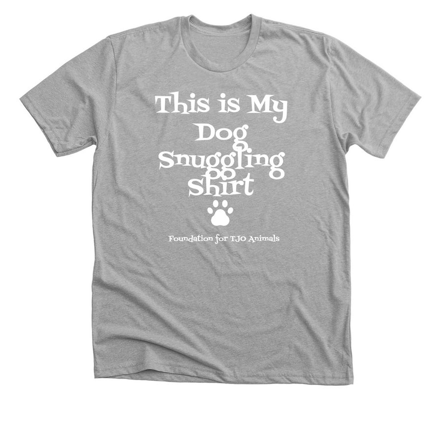 Dog Snuggling Shirt, a Athletic Heather Premium Unisex Tee