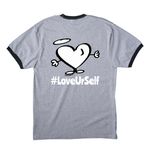 Dude., a Athletic Heather/ Jet Black Cotton Ringer Tee (back-view)