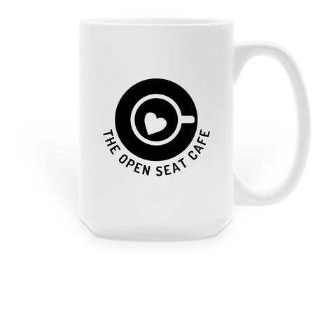 The Open Seat Cafe, a White Large Coffee Mug