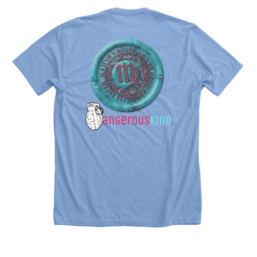 Team Virgo, a Heather Carolina Blue Premium Unisex Tee (back-view)