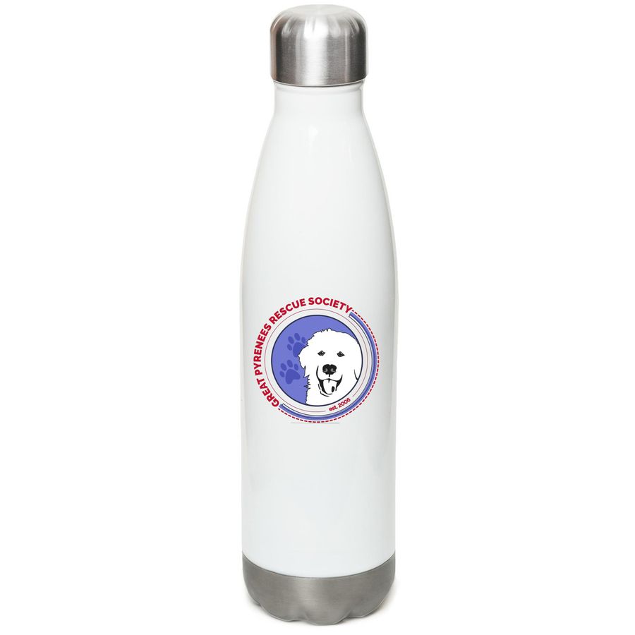 Logo Water Bottle&nbsp;, a White Stainless Steel Water Bottle