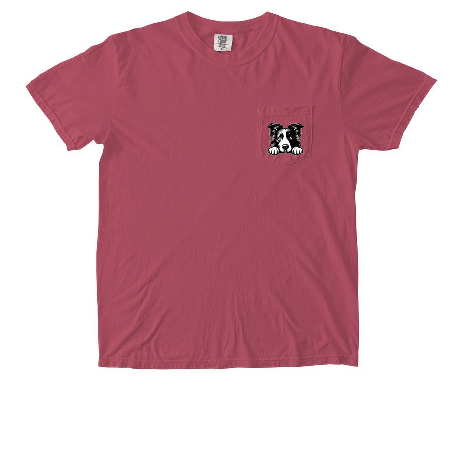 Border Collie Pocket Tee, a Crimson Comfort Colors Pocket Tee