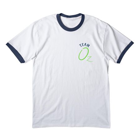 Team OZ Breakthrough T1D One Walk, a White/ Navy Cotton Ringer Tee