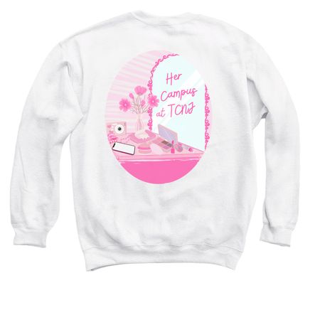 Her Campus at TCNJ - Mirror, a White Crewneck Sweatshirt