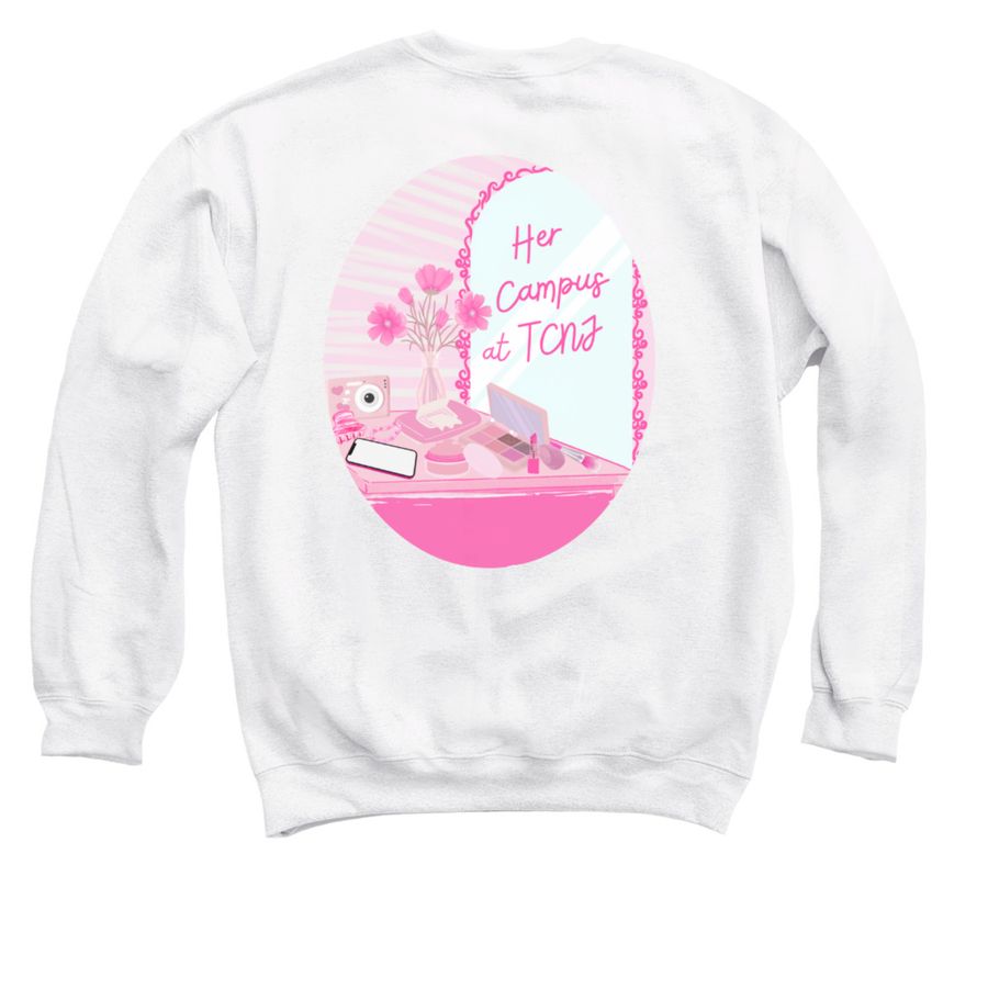 Her Campus at TCNJ - Mirror, a White Crewneck Sweatshirt