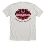 Hidden Treasures Red Logo, a Heather Cement Premium Unisex Tee (back-view)