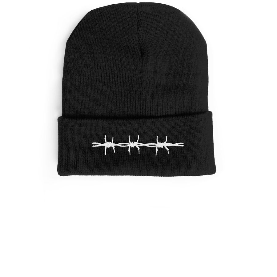 barbed wire - hat, a Black Cuffed Beanie