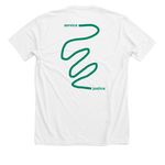 Green Logo Tees, a Solid White Blend Premium Unisex Tee (back-view)