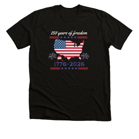 250 Years of Freedom, a Black Heather Premium Unisex Tee