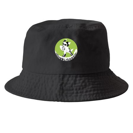Hats, a Black Printed Bucket Hat