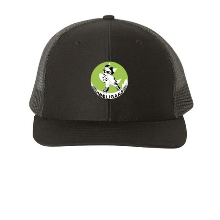 Hats, a Black Printed Snapback Trucker Cap