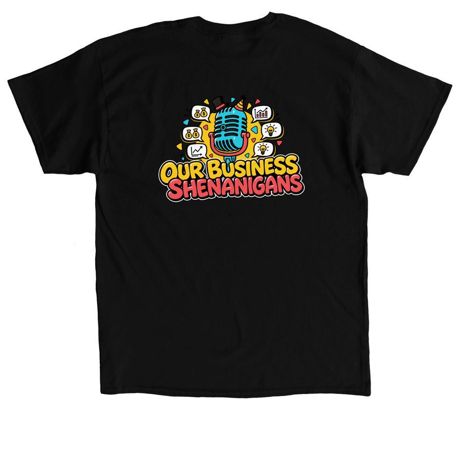Not That Good Podcast, a Black Classic Unisex Tee (back-view)