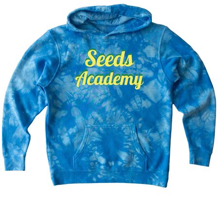 Seeds (retro), a Aqua Blue Youth Tie Dye Pullover Hoodie