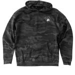 Queering in the Field, a Black Camo Heavyweight Camo Pullover Hoodie (back-view)