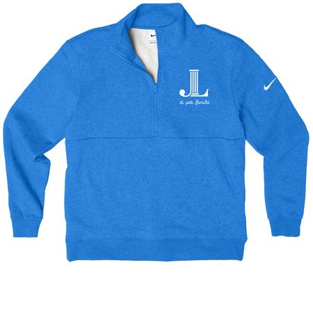 JLSP Junior League Icon Nike Pullover, a Light Game Royal Heather Nike Club Fleece Half Zip Pullover
