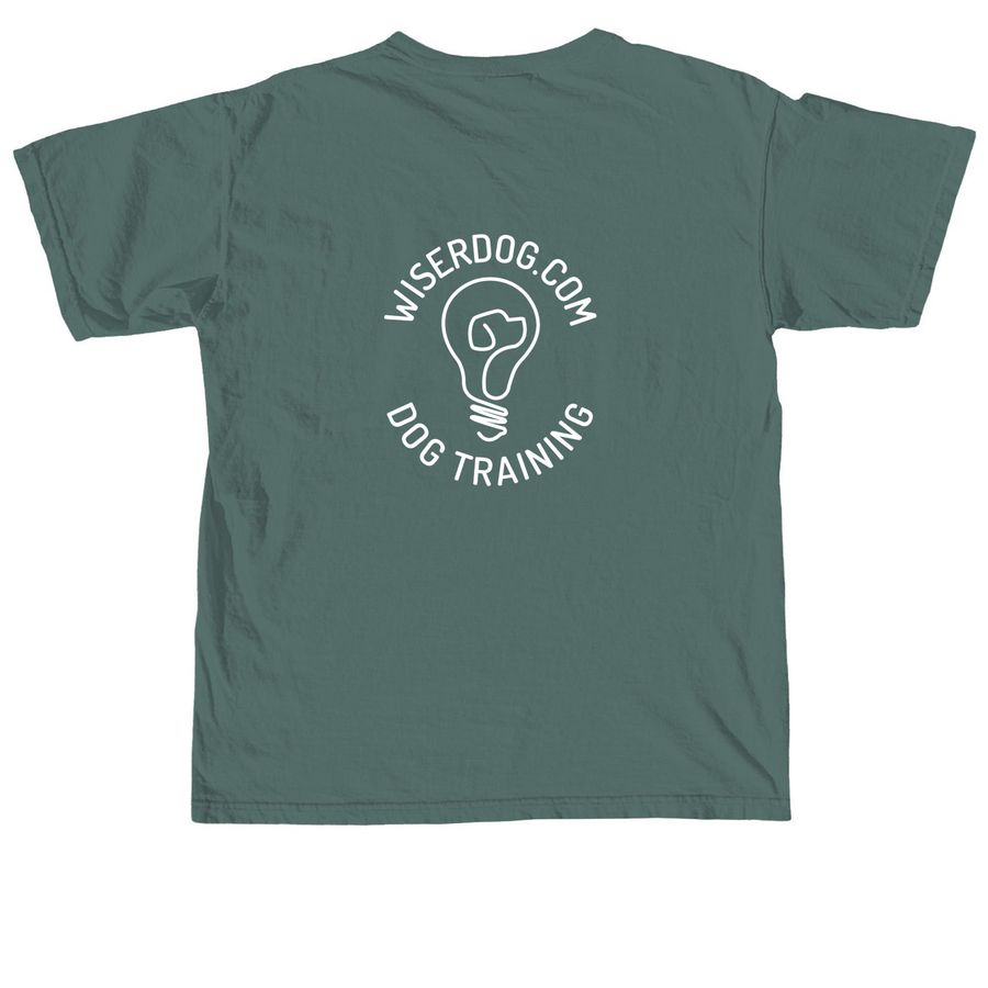 Wiserdog Merch, a Blue Spruce Comfort Colors Unisex Tee (back-view)
