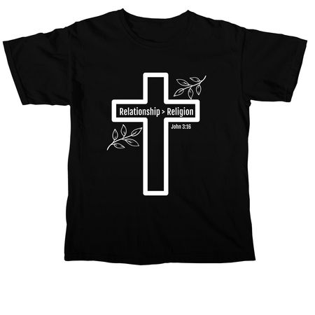 Relationship > Religion, a Black Comfort Colors Unisex Tee