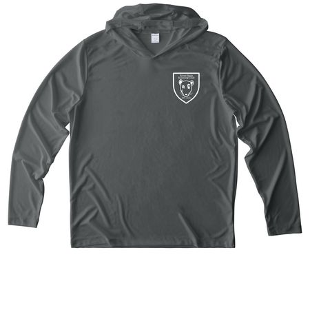 RRRC Got Mischief? Athletic Wear, a Dark Smoke Grey UV Performance Long Sleeve Hoodie