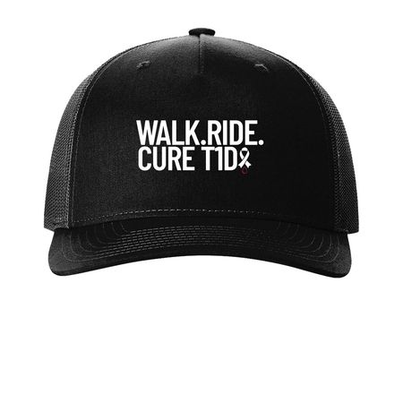 Walk.Ride.CureT1D Hat's, a Black Printed Five-Panel Trucker Cap