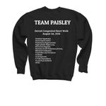Team Paisley 2026, a Black Youth Crewneck Sweatshirt (back-view)