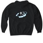 Baby blue wheelie world shirts, a Black Gildan Softstyle Pullover Hoodie (back-view)