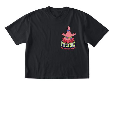 Patrick Star Meditating, a Black Comfort Colors Boxy Tee