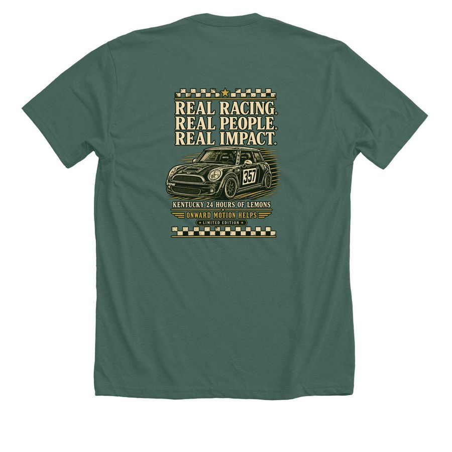 Onward Motion Kentucky 2026, a Heather Forest Premium Unisex Tee (back-view)
