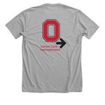 JCM Team Buckeye Pelotonia, a Athletic Heather Premium Unisex Tee (back-view)