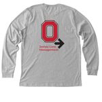 JCM Team Buckeye Pelotonia, a Athletic Heather Premium Long Sleeve Tee (back-view)