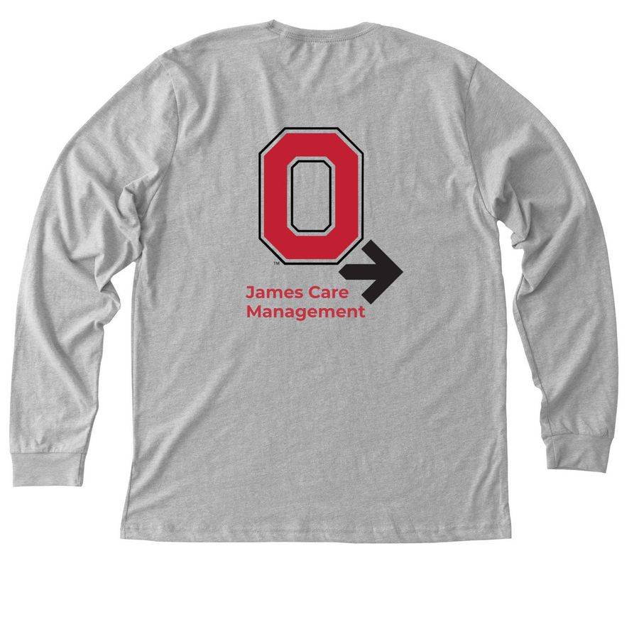 JCM Team Buckeye Pelotonia, a Athletic Heather Premium Long Sleeve Tee (back-view)