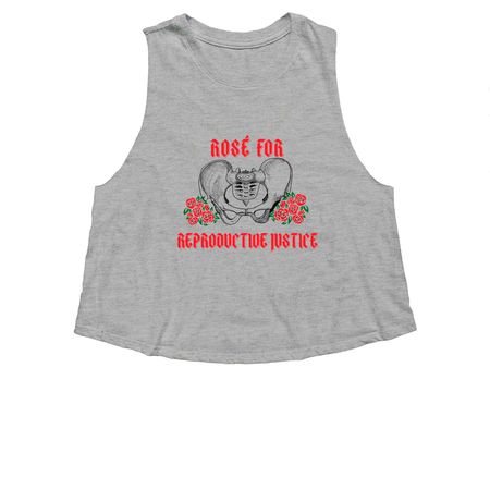 Rose for Reproductive Justice, a Athletic Heather Women's Cropped Racerback Tank