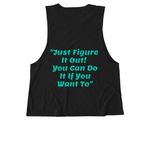 "Just Figure It Out", a Deep Black Allmade Eco Triblend Women?s Muscle Tank (back-view)