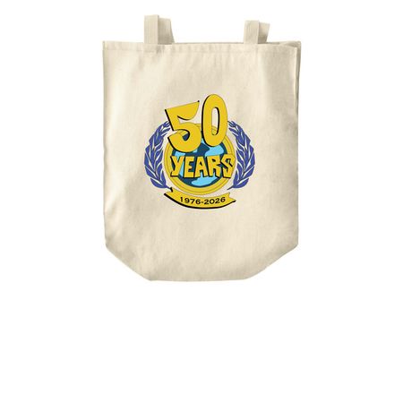 Totes: 50th Birthday, a Natural Over-the-Shoulder Shopping Tote Bag