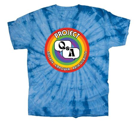 Project Q&A Logo in 8 BOLD Hues, Series 1, a Baby Blue Classic Tie Dye Tee
