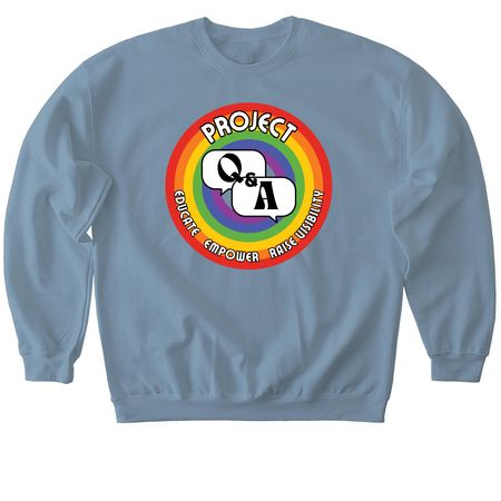 Project Q&A Logo in 8 BOLD Hues, Series 1, a Stone Blue Softstyle Crewneck Sweatshirt
