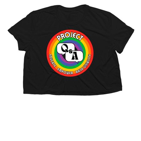 Project Q&A Logo in 8 BOLD Hues, Series 1, a Black Women?s Flowy Cropped Tee
